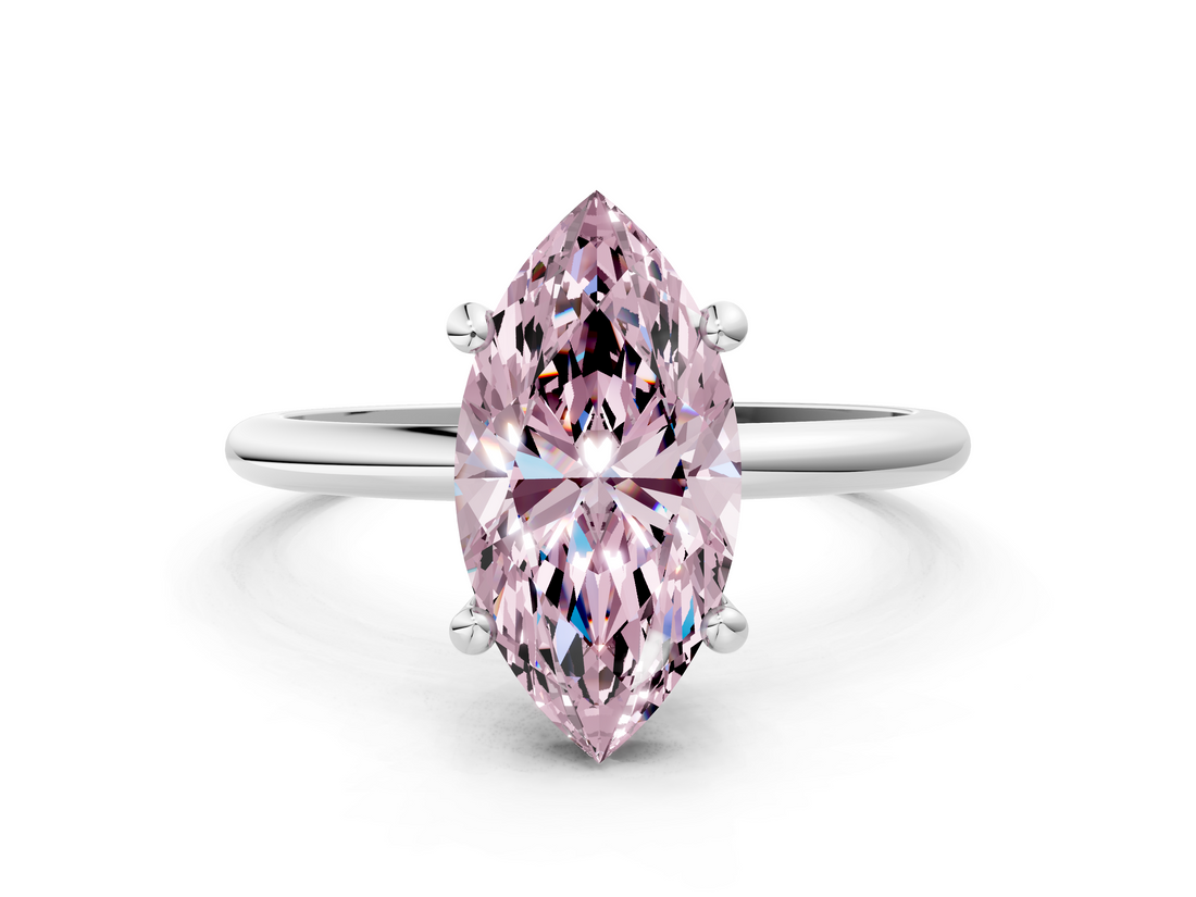 White gold Fancy Pink Marquise  Solitaire Diamond Ring with 4-Prong Setting on a Classic Band_3