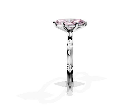 White gold Fancy Pink Marquise  Solitaire Diamond Ring with Bamboo Band and Four-Prong Setting_58
