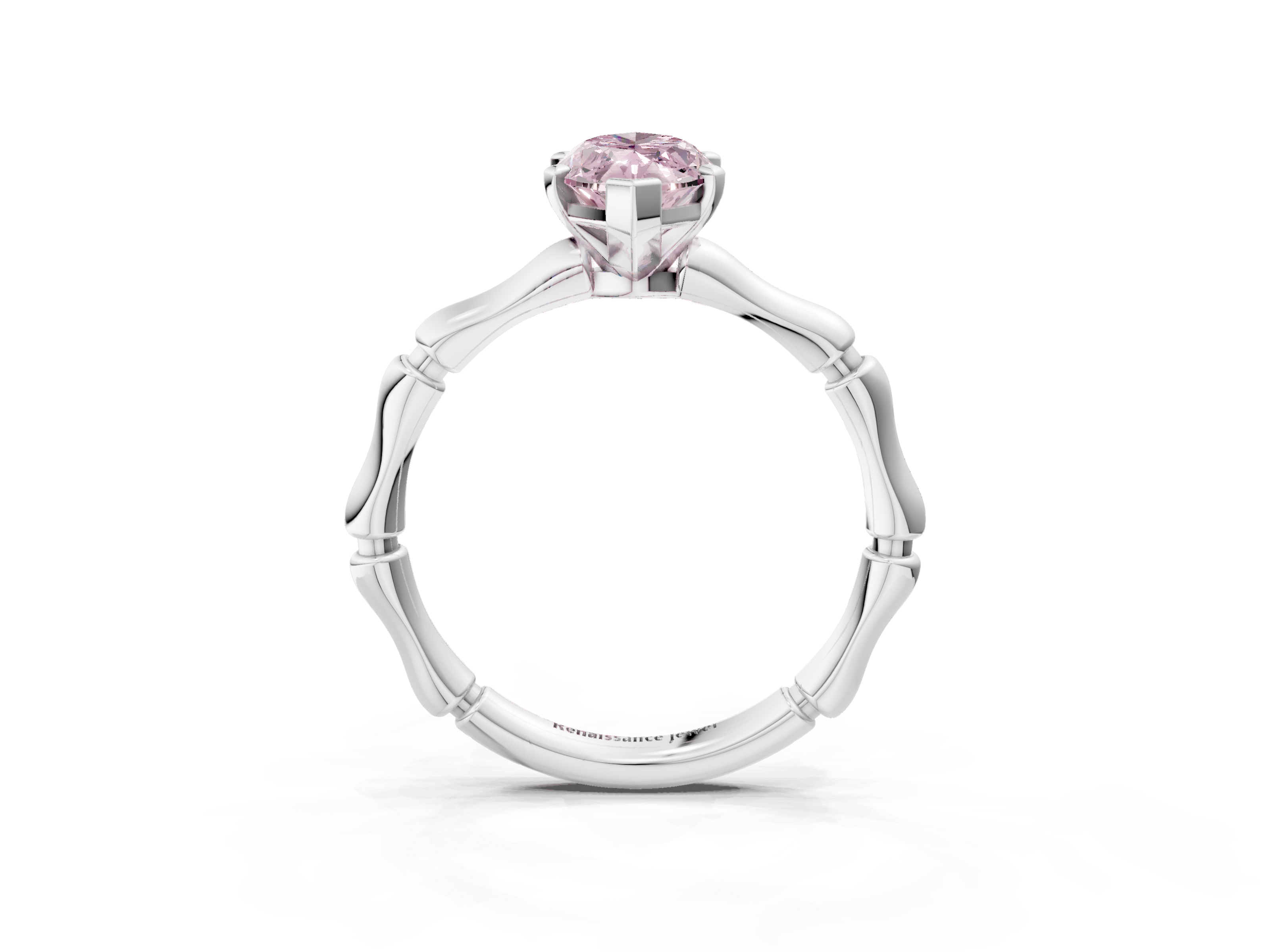 White gold Fancy Pink Marquise  Solitaire Diamond Ring with Bamboo Band and Four-Prong Setting_60