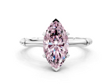 White gold Fancy Pink Marquise  Solitaire Diamond Ring with Bamboo Band and Four-Prong Setting_73