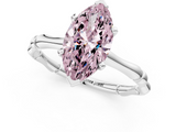 White gold Fancy Pink Marquise  Solitaire Diamond Ring with Bamboo Band and Four-Prong Setting_74