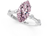 White gold Fancy Pink Marquise  Solitaire Diamond Ring with Bezel Set Side Stones and Prong Setting_4