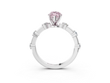 White gold Fancy Pink Marquise  Solitaire Diamond Ring with Bezel Set Side Stones and Prong Setting_6