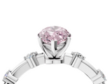 White gold Fancy Pink Marquise  Solitaire Diamond Ring with Bezel Set Side Stones and Prong Setting_7