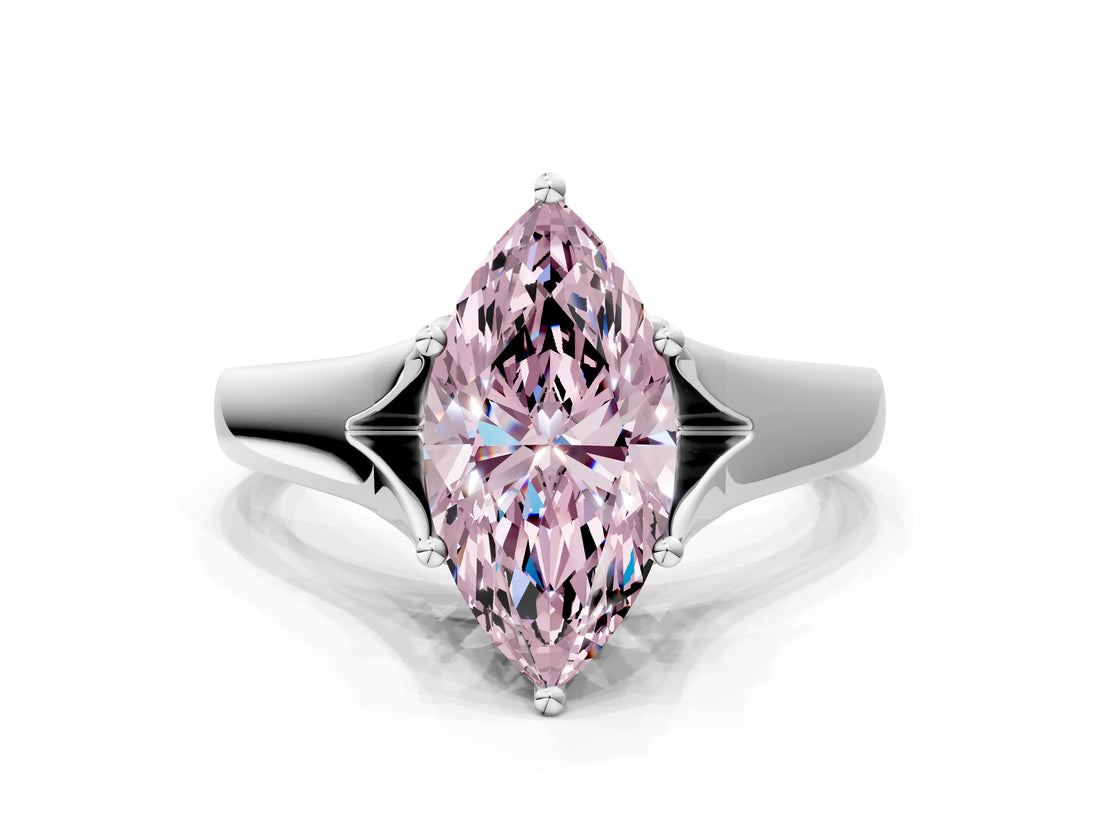 White gold Fancy Pink Marquise  Solitaire Diamond Ring with Cathedral Band and Four-Prong Setting_66