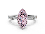 White gold Fancy Pink Marquise  Solitaire Diamond Ring with Channel-Set Baguette Band and Four-Prong Setting_86