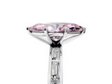 White gold Fancy Pink Marquise  Solitaire Diamond Ring with Channel-Set Baguette Band and Four-Prong Setting_91