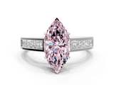 White gold Fancy Pink Marquise  Solitaire Diamond Ring with Channel-Set Band and Four-Prong Setting_3