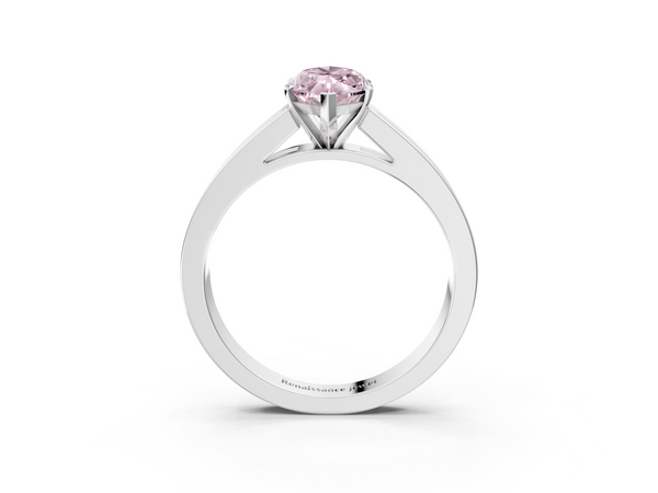 White gold Fancy Pink Marquise  Solitaire Diamond Ring with Channel-Set Band and Four-Prong Setting