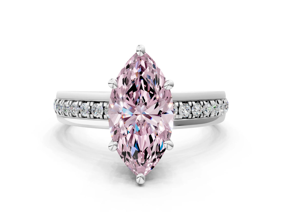 White gold Fancy Pink Marquise  Solitaire Diamond Ring with Channel Set Band and Six-Prong Setting_48