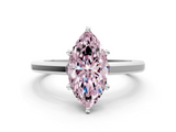 White gold Fancy Pink Marquise  Solitaire Diamond Ring with Four-Prong Setting and Classic Band_3