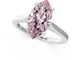 White gold Fancy Pink Marquise  Solitaire Diamond Ring with Four-Prong Setting and Tapered Band 2
