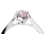 White gold Fancy Pink Marquise  Solitaire Diamond Ring with Four-Prong Setting and Tapered Band 5