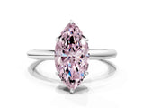 White gold Fancy Pink Marquise  Solitaire Diamond Ring with Four-Prong Setting on a Plain Band_32