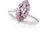 White gold Fancy Pink Marquise  Solitaire Diamond Ring with Four-Prong Setting on a Plain Band_33