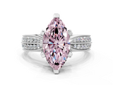White gold Fancy Pink Marquise  Solitaire Diamond Ring with Milgrain Pavé Band and Four-Prong Setting_20