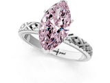 White gold Fancy Pink Marquise  Solitaire Diamond Ring with Milgrain and Black Enamel X Pattern Band_80