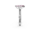 White gold Fancy Pink Marquise  Solitaire Diamond Ring with Milgrain and Black Enamel X Pattern Band_81