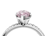 White gold Fancy Pink Marquise  Solitaire Diamond Ring with Milgrain and Black Enamel X Pattern Band_83