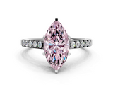 White gold Fancy Pink Marquise  Solitaire Diamond Ring with Pavé Band and Four-Prong Setting_112