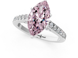 White gold Fancy Pink Marquise  Solitaire Diamond Ring with Pavé Band and Four-Prong Setting_113