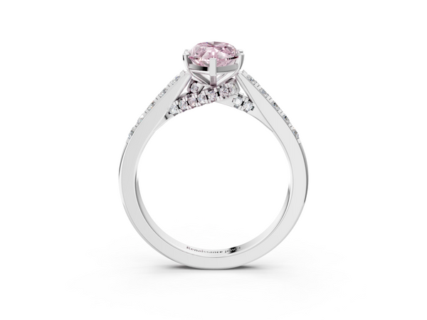 Platinum Marquise Pave Engagement Ring Setting for Fancy Pink Center with Crossover Gallery