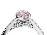 White gold Fancy Pink Marquise  Solitaire Diamond Ring with Pavé Band and Four-Prong Setting_116