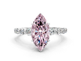 White gold Fancy Pink Marquise  Solitaire Diamond Ring with Pave Band and Four-Prong Setting_273