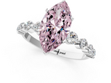 White gold Fancy Pink Marquise  Solitaire Diamond Ring with Pave Band and Four-Prong Setting_273