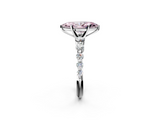 White gold Fancy Pink Marquise  Solitaire Diamond Ring with Pave Band and Four-Prong Setting_274