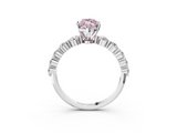 White gold Fancy Pink Marquise  Solitaire Diamond Ring with Pave Band and Four-Prong Setting_275