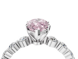 White gold Fancy Pink Marquise  Solitaire Diamond Ring with Pave Band and Four-Prong Setting_277