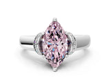 White gold Fancy Pink Marquise  Solitaire Diamond Ring with Pave Band and Six-Prong Setting_32