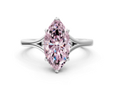 White gold Fancy Pink Marquise  Solitaire Diamond Ring with Six-Prong Setting and Tapered Band_16