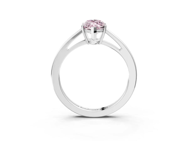 White gold Fancy Pink Marquise  Solitaire Diamond Ring with Split Shank and Four-Prong Setting