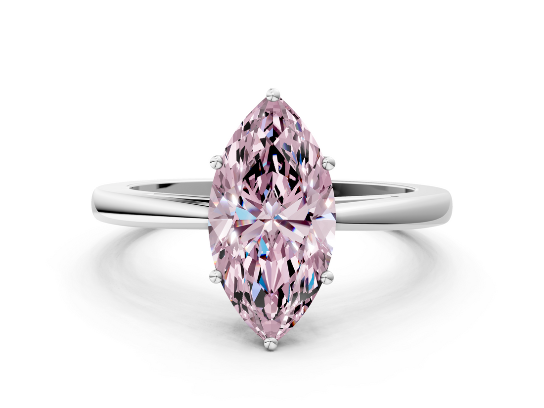White gold Fancy Pink Marquise  Solitaire Diamond Ring with Split Shank and Four-Prong Setting_20