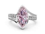 White gold Fancy Pink Marquise  Solitaire Diamond Ring with Split Shank and Prong Setting_42
