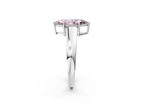 Platinum Fancy Pink Marquise  Solitaire Diamond Ring with Tapered Band and Four-Prong Setting