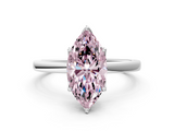 White gold Fancy Pink Marquise  Solitaire Diamond Ring with Thin Band and Four-Prong Setting_3