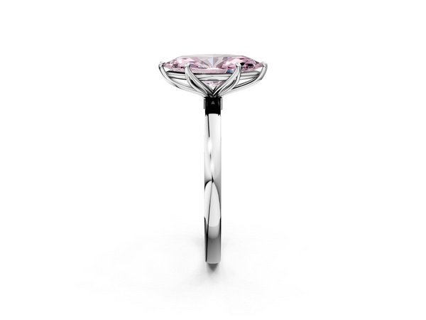 White gold Fancy Pink Marquise  Solitaire Diamond Ring with Thin Band and Four-Prong Setting