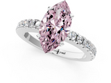 White gold Fancy Pink Marquise  Solitaire Diamond with Pavé Band and Four-Prong Setting_77