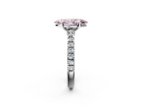 White gold Fancy Pink Marquise  Solitaire Diamond with Pavé Band and Four-Prong Setting_78