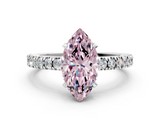 White gold Fancy Pink Marquise  Solitaire Diamond with Pavé Band and Four-Prong Setting_79