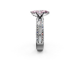 White gold Fancy Pink Marquise  Solitaire Diamond with Pave and Channel Set Band_57