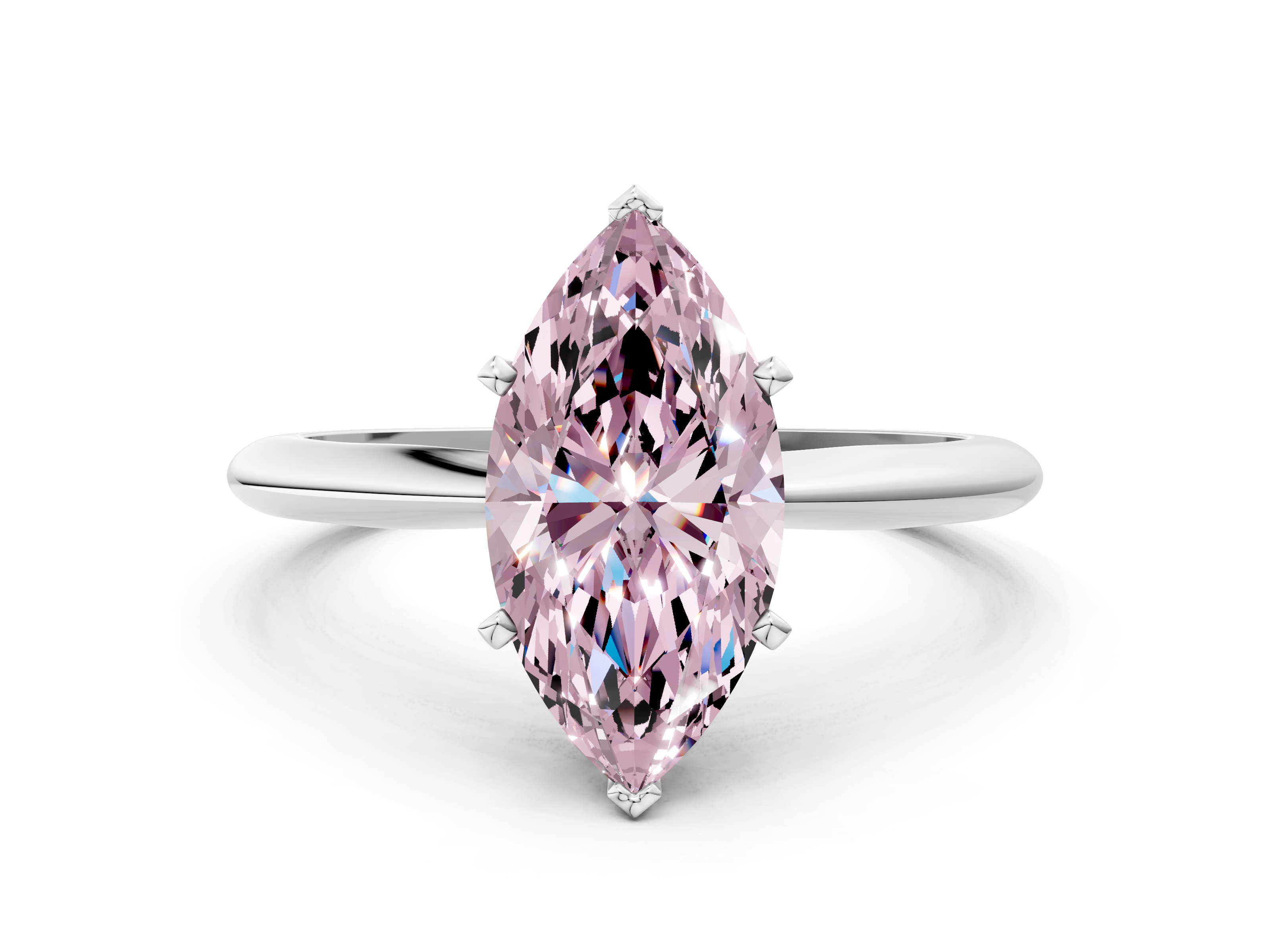 White gold Fancy Pink Marquise  Solitaire Engagement Ring with Classic Band and Four-Prong Setting_70