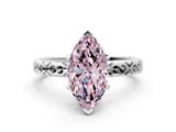White gold Fancy Pink Marquise  Solitaire Engagement Ring with Scrollwork Band and Four-Prong Setting_116