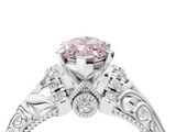 White gold Fancy Pink Marquise  Solitaire Filigree Engagement Ring with Halo and Prong Setting_83