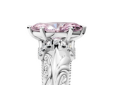 White gold Fancy Pink Marquise  Solitaire Filigree Engagement Ring with Halo and Prong Setting_84