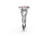 White gold Fancy Pink Marquise  Solitaire Filigree Engagement Ring with Halo and Prong Setting_87