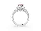 White gold Fancy Pink Marquise  Solitaire Filigree Engagement Ring with Halo and Prong Setting_88